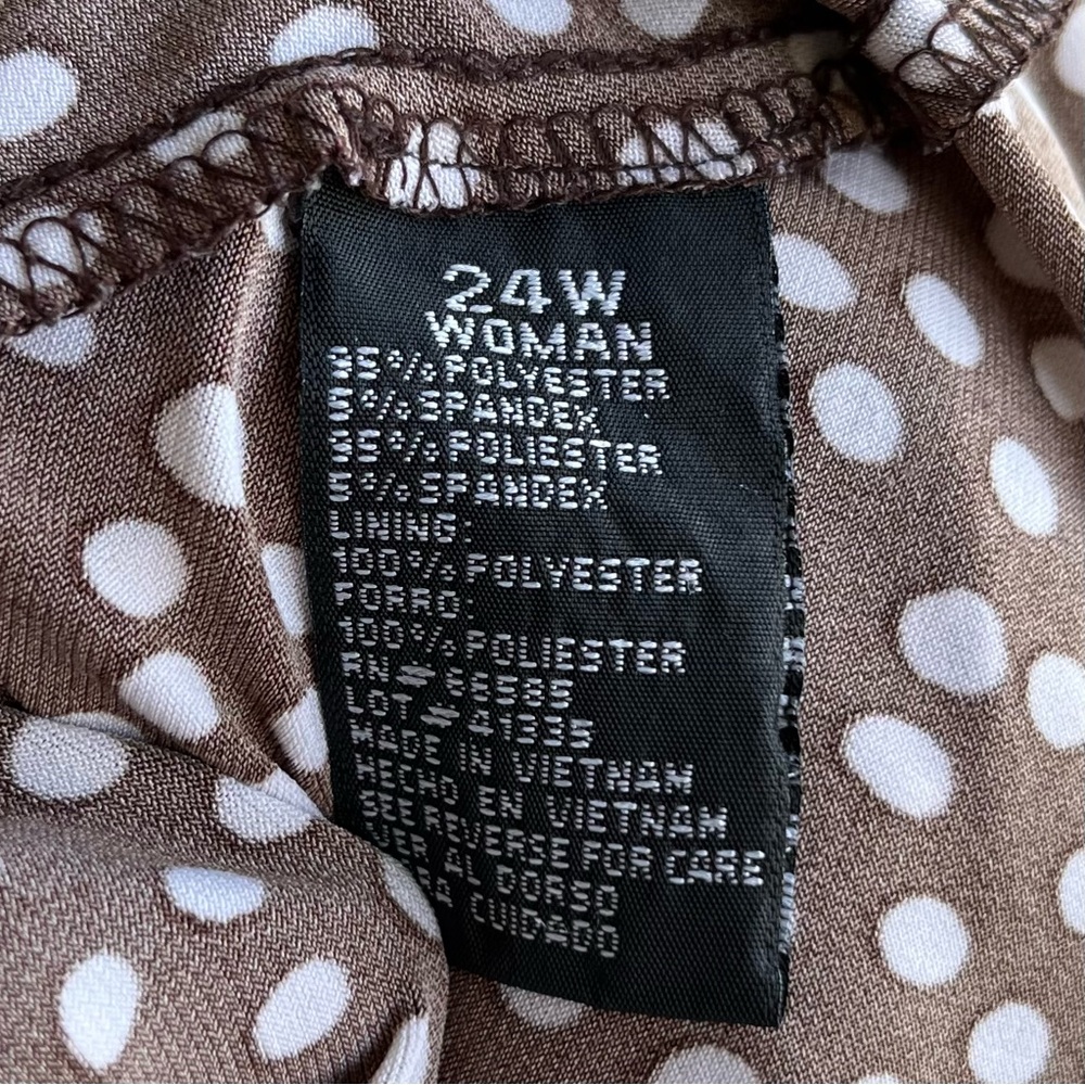 •Perceptions• Brown/White Polka Dot Dress - Size 24W - Picture 4 of 7